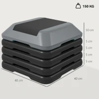 SPORTNOW Step para Fitness Stepper Antiderrapante com Altura Ajustável de 10/15/20/25/30 cm Suporta até 150 kg Cinzento(m-3)
