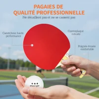 SPORTNOW Lot  de 4 raquettes de ping-pong, tennis de table 4 raquettes 8 balles 1 sac pour amateurs débutants experts(m-5)