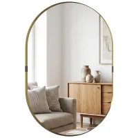 HOMCOM Wall Mirror, Bathroom Mirror with Elevated Aluminium Alloy Frame, 60 x 90 cm, Gold Tone(m-11)
