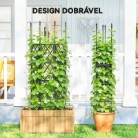 Outsunny Suporte de Jardim Dobrável para Plantas Trepadeiras com Montagem DIY e Estrutura de Aço 85x197 cm Preto(m-4)
