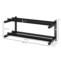 SPORTNOW Wall-Mounted Dumbbell Rack, 2-Tier Weight Stand, Space-Saving and Multi-Functional Steel organiser for Home Gym, Black(m-3)