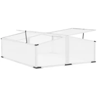 Outsunny Aluminium Cold Frame Greenhouse, Polycarbonate Grow House with Independent Opening Tops for Flower, Vegetable, Plants, 120 x 100 x 41cm, Silver(m-1)