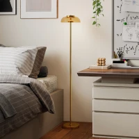 HOMCOM LED Stehlampe Wohnzimmer, Stehleuchte mit 3000 K warmem Licht, Fußschalter, 25 x 25 x 134 cm, Messing(m-9)