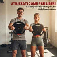 SPORTNOW Kit Pesi con 2 Dischi da 5 kg e 2 Dischi da 2.5 kg in Polipropilene e Sabbia, Ø27x4.5 cm e Ø24x3.5 cm, Nero(m-4)