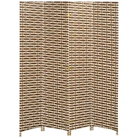 HOMCOM Biombo Separador de Ambientes de 4 Paneles Plegables de Madera de Pino y Fibra de Papel 180x180cm Marrón y Blanco(m-12)