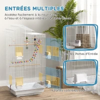 PawHut Cage à oiseaux 46 x 36 x 100 cm 4 mangeoires 3 perchoirs cage pour perruche calopsitte conure pinson canaris(m-7)
