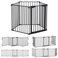 PawHut 2-in-1 Afsluithek, Huisdieren Speelplaats, Veiligheidshek, Opvouwbaar, Metaal, 300 x 3 x 74,5 cm, Zwart(m-11)