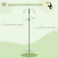 PawHut Vogelvoederstation, Buiten Voederautomaat, 4 Haken, Staal, Zwart(m-4)