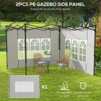 Outsunny Gazebo Side Panels, Sides Replacement with Window for 3x3(m) or 3x6m Gazebo Canopy, 2 Pack, White(m-4)