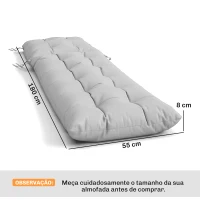 Outsunny Conjunto de 2 Almofadas para Espreguiçadeiras 180x55 cm Almofadas para Cadeiras de Jardim Espessas UPF30+ com 4 Fitas Cinzento Claro(m-3)
