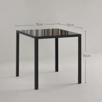 HOMCOM Vierkante Eettafel voor 4 Personen, Tafelblad van Gehard Glas, voor Keuken en Eetkamer, 75 x 75 x 75 cm, Zwart(m-3)