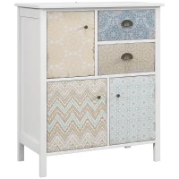 HOMCOM Sideboard, Shabby Chic Commode, 2 Laden, 3 Kasten, Grenenhout, 68x34x80cm, Wit(m-1)