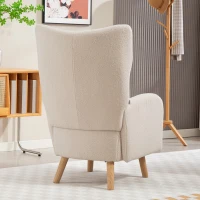 HOMCOM Accentstoel, gestoffeerde fauteuil met pluche bekleding, schuimkussen, oorfauteuil, Beige(m-7)