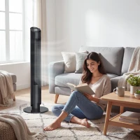 HOMCOM Tower Fan with WiFi App Control Standing Floor Cooling Fan Remote Control 101.8 cm Black(m-2)