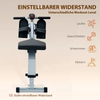 HOMCOM roeitrainer roeiapparaat fitness roeien hometrainer, met LCD display, staal + PVC, grijs, 130 x 67,5 x 67 cm(m-4)