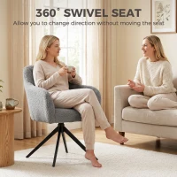 HOMCOM 360 Degree Swivel Accent Chair, Teddy Fleece Armchair, Grey(m-6)