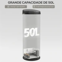 HOMCOM Caixote do Lixo Automático 50 L com Sensor Infravermelho, Fecho Automático, Antidedadas, Aço Inoxidável, Preto(m-5)