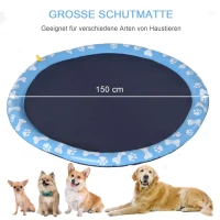 PawHut hondenbad, peuterbad, met watersproeier, rond, antislip, blauw, Ø150 cm(m-4)