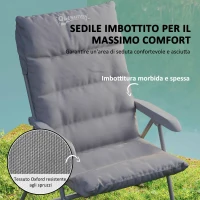 Outsunny Sedia da Campeggio Pieghevole e Regolabile su 5 Livelli con Tasche Laterali, 66x58x105 cm, Grigio Chiaro(m-5)
