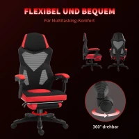 Vinsetto Ergonomische kantoorstoel gamestoel draaistoel met voetsteunen polyester zwart(m-8)