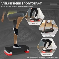 HOMCOM Aerobic-Stepper 2-stufig höhenverstellbar 68 x 28 x 15 cm Schwarz+Grau+Rot(m-5)