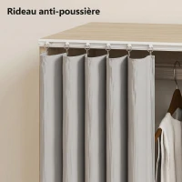 HOMCOM Armoire penderie vêtement dressing mobile 4 roulettes tringle à vêtements et étagères 80x40x128cm, effet bois naturel(m-6)