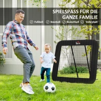 HOMCOM voetbal rebounder opvouwbaar kickback goal rebound wandnet voor honkbal basketbal volleybal verstelbaar in 5 stappen staal zwart 128 x 118 x 108-120 cm(m-4)