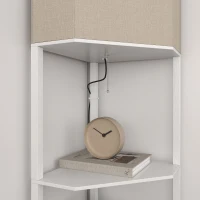 HOMCOM Corner Floor Lamp with Shelves, Tall Standing Lamps for Living Room, with Pull Chain Switch Bulb not Included, White(m-9)