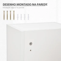 kleankin Armário de Medicamentos de Parede 5 Níveis com Prateleiras de Vidro Ajustáveis Fechadura Chaves 30x20x70 cm Branco(m-6)