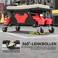 HOMCOM Werkplaatskruk met Wielen en Opbergruimte - 35 cm Hoog, tot 135 kg Belastbaar in Grijs(m-6)