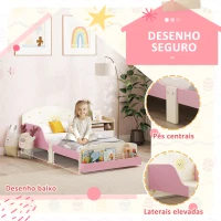 AIYAPLAY Cama Infantil para Crianças +3 Anos 70x140 cm em Madeira com Armazenamento e Desenhos de Estrelas para Dormitório Rosa(m-4)