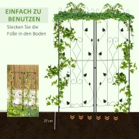 Outsunny Rankgitter Stahl 2er Set zum Stecken rostfrei Rankhilfe mit Blättern 50 x 186 cm Schwarz(m-5)