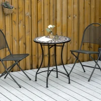 Outsunny Φ60cm Mosaic Outdoor Patio Table - Black(m-9)