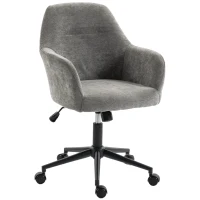 HOMCOM Cadeira de Escritório em Chenille com Rodas, Função Basculante, Altura Ajustável e Acolchoamento Espesso, Cinzenta(m-1)