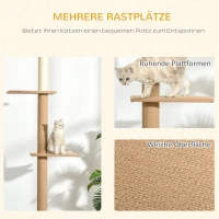 PawHut krabpaal, krabpaal, klimboom, in hoogte verstelbaar, speelboom, khaki(m-6)