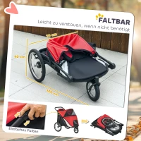 PawHut Hondbuggy, opvouwbaar, inklapbaar, ligkussen, stalen frame, Rood/Zwart(m-7)