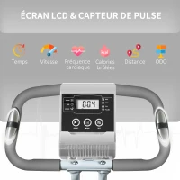 HOMCOM Vélo d'appartement pliant 8 niveaux de résistance magnétique dossier selle réglable poignées ergonomiques noir gris(m-4)