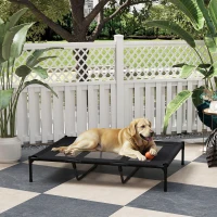 PawHut Lettino per Cani Rialzato con Borsa da Viaggio, in Metallo e Tessuto Oxford, 122x92x23 cm, Nero(m-10)