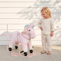 AIYAPLAY Reitpferd auf Rollen Spielpferd zum Reiten mit Einhorn-Design Rollen Sound Griffe Fußstütze bis 40 kg für Kinder 1–3(m-3)