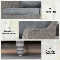 Outsunny Rattan Garden Chairs Set of 2, Outdoor Rattan Chairs with Cushions, Armrests and High Back, PE Wicker Garden Armchair with Steel Frame for Balcony, Porch, Light Grey(m-7)