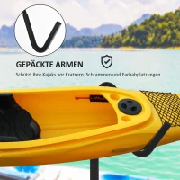 SPORTNOW Halterung für 2 Kajaks, Surfboards, Stand-Up-Paddles, Metallrahmen, breitenverstellbar 144-180 cm(m-6)