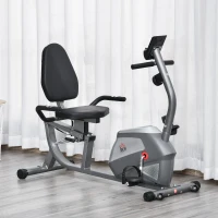 HOMCOM Cyclette Orizzontale con Seduta Regolabile, 8 Resistenze e Monitor LCD, 121.5-136x62.5x98cm, Grigio(m-2)