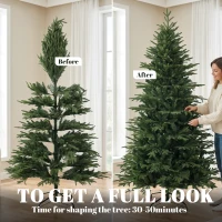 HOMCOM 7ft Artificial Christmas Tree with 2080 Realistic Tips, Hinged Xmas Tree with Wide Shape for Home Office, Green(m-7)