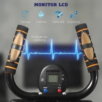 HOMCOM Cyclette Ellittica con 4 Livelli di Resistenza, Monitor LCD e 2 Ruote, in Acciaio e ABS, 90x62x150 cm, Nero(m-6)