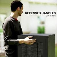 Outsunny 97L Plastic Garden Storage Box, Outdoor Storage Box with Handles, Waterproof Outdoor Storage Container, Black(m-5)