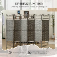 HOMCOM 4 Panel Folding Privacy Screen, Room Divider with Pine Wood Frame for Living Room and Office, Dark Grey(m-7)