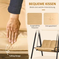 Outsunny Tuinschommel, 2-zits met verstelbaar dak, tot 220 kg belastbaar, 138 x 106 x 174 cm, Beige(m-5)