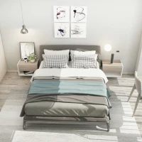HOMCOM Juego de 2 Mesitas de Noche Flotantes Mesitas de Noche Colgantes con 1 Cajón y Estante Abierto 46x30x30cm Roble y Blanco(m-6)