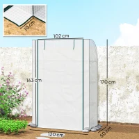 Outsunny Mini Greenhouse with Reinforced PE Cover, Portable Indoor Outdoor Green House with Roll-up Door, 170 x 120 x 50cm, White(m-3)