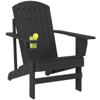 Outsunny Adirondack tuinstoel ligbank voor buiten tuinmeubel balkonstoel massief hout zwart(m-11)